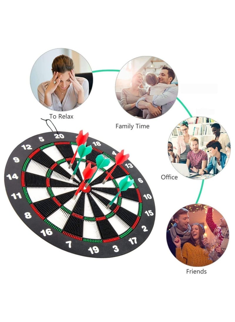 Y&D - Safety Dart Board Set, 16.3 Inch Soft Rubber Board, Game with 6 Tip Darts and Rotating Number Ring, Suitable for Kids Adults, Office Home - Image 1
