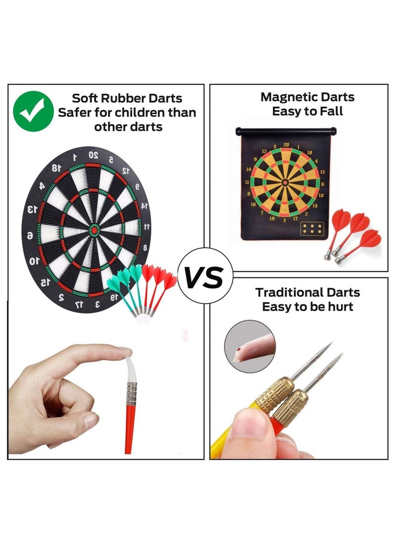 Y&D - Safety Dart Board Set, 16.3 Inch Soft Rubber Board, Game with 6 Tip Darts and Rotating Number Ring, Suitable for Kids Adults, Office Home - Image 1
