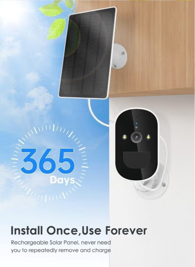 AROAQ Solar Security Camera Wireless Outdoor – 1080P HD WiFi Camera with PIR Motion Detection, Siren Alarm, Night Vision, 2-Way Audio, Solar Powered, IP65 Waterproof - Image 2