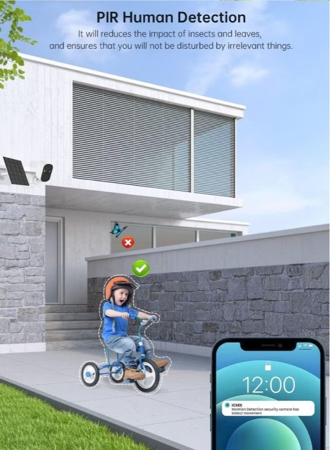 AROAQ Solar Security Camera Wireless Outdoor – 1080P HD WiFi Camera with PIR Motion Detection, Siren Alarm, Night Vision, 2-Way Audio, Solar Powered, IP65 Waterproof - Image 3