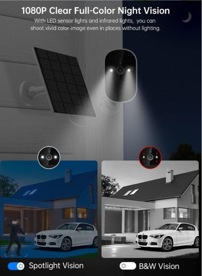 AROAQ Solar Security Camera Wireless Outdoor – 1080P HD WiFi Camera with PIR Motion Detection, Siren Alarm, Night Vision, 2-Way Audio, Solar Powered, IP65 Waterproof - Image 5