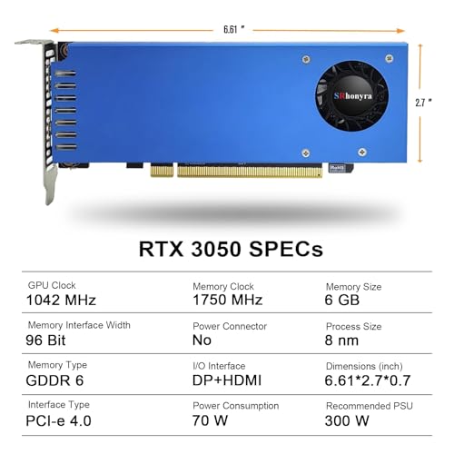 SRhonyra RTX 3050 6GB GDDR6 Low Profile Graphics Card 96Bit DisplayPort and HDMI Outputs Support Dual Monitors Setup PCIe 40 x 16 Bus Powered Video Card Design for Compact PC Case - Image 3