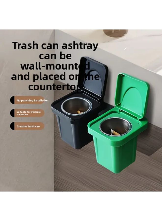 Green Wall Mounted Ashtray With Lid Anti Flying Ash Toilet Cigarette Holder Perfect Gift - Image 2