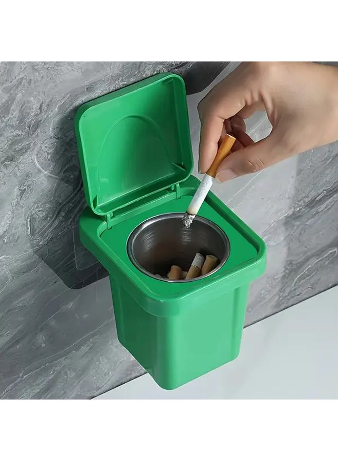 Green Wall Mounted Ashtray With Lid Anti Flying Ash Toilet Cigarette Holder Perfect Gift - Image 1