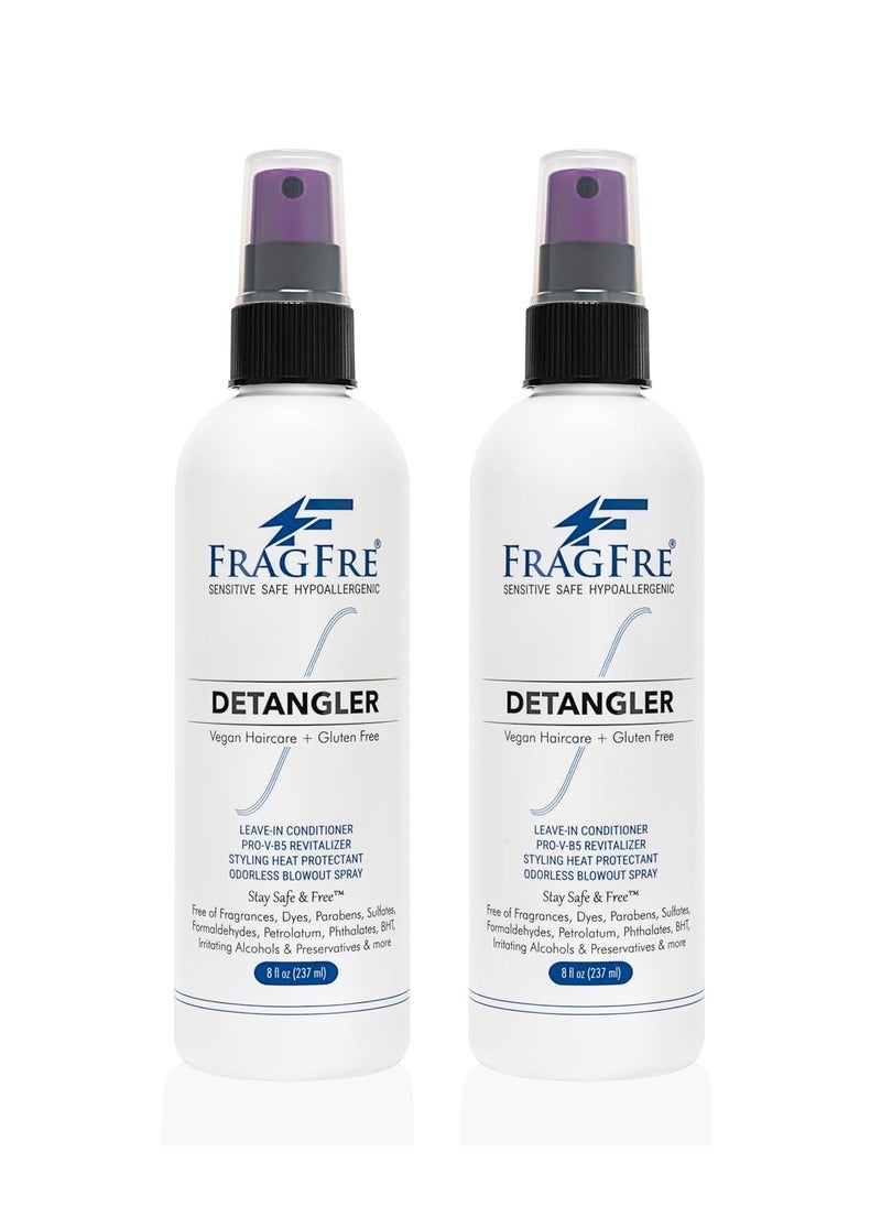 FRAGFRE Detangler 8 oz (2-Pack Gift Set) - Fragrance Free Hypoallergenic Parabens Free - Hair Detangler Leave-in Conditioner for Sensitive Skin - Styling Heat Protectant - Vegan Cruelty/Gluten Free  - Image 1