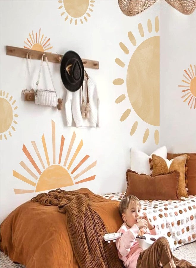 إيزما ملصقات حائط نصف شمس، ملصقات حائط كبيرة بتصميم بوهو، ملصقات حائط حديثة من الفينيل قابلة للإزالة واللصق، ملصقات حائط أشعة الشمس لغرفة المعيشة وغرفة النوم وديكور غرفة اللعب - Image 2