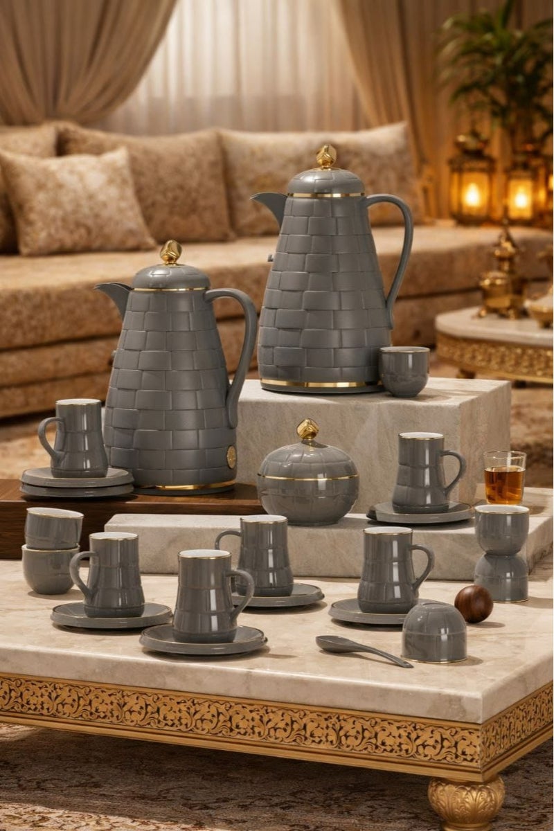 رادین طقم تقديم شاي وقهوة مع قارورات حرارية | داخل زجاجي | احتفاظ بالحرارة | طقم تقديم أنيق