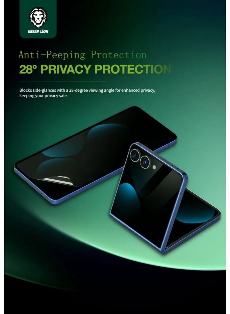 GREEN LION Screen Protector Pack For Samsung Galaxy Z Flip 7 /  Anti-Scratch / Ultra Thin / Anti Peeping / Flexible Film - Black - Image 4