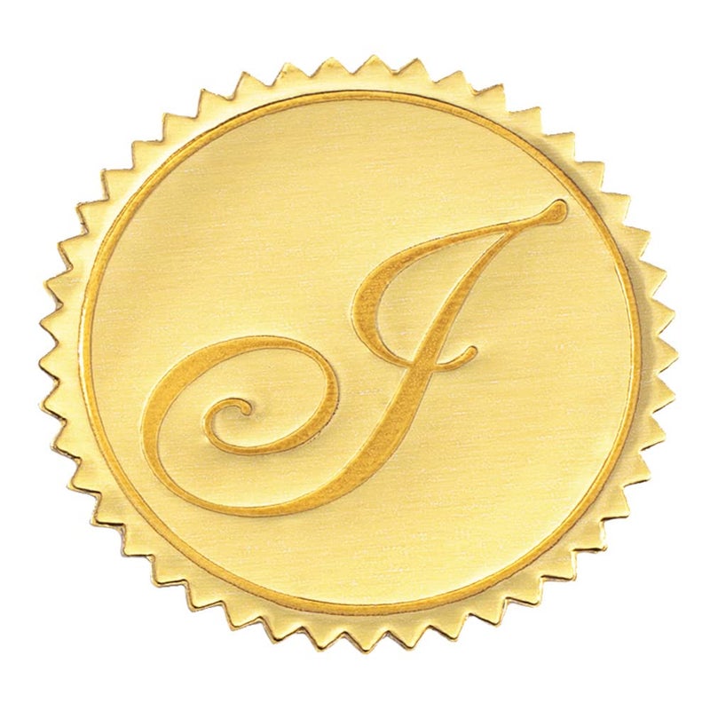 PaperDirect Deluxe Embossed Letter J Monogram Foil Certificate Seals 2 Inch Self Adhesive 100 Count Embossed Seals for Certificates Achievement Awards Stationery