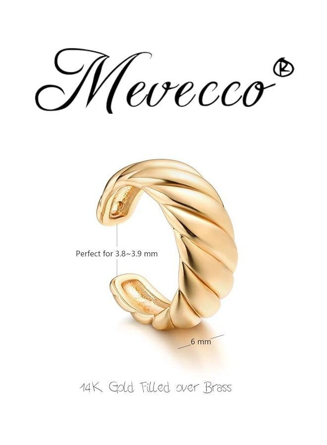 Mevecco Women Ear Cuff Earring Gold Non Pierced Ear Cartilage Clip on Wrap Hoop 14K Gold Filled Tiny Boho Beach Simple Minimalist Delicate Handmade Hypoallergenic Jewelry Gift-Sold as Single/Pair - Image 4