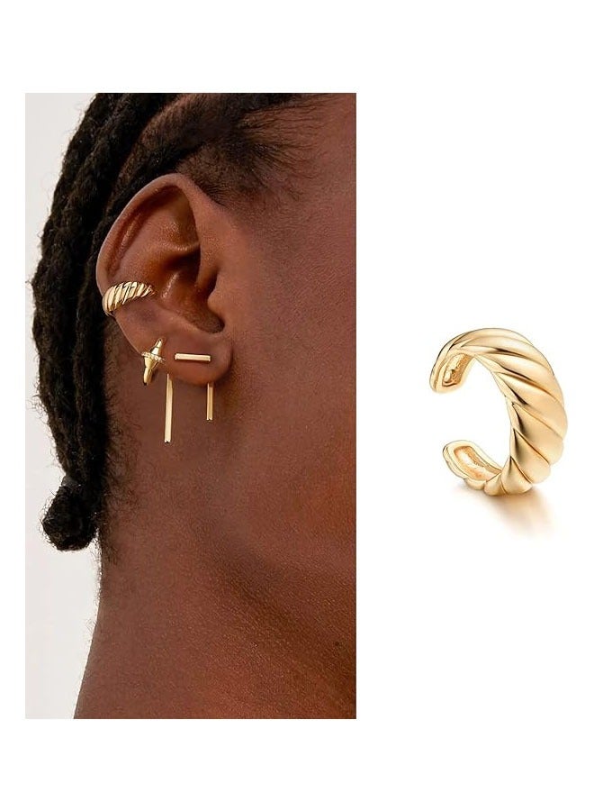 Mevecco Women Ear Cuff Earring Gold Non Pierced Ear Cartilage Clip on Wrap Hoop 14K Gold Filled Tiny Boho Beach Simple Minimalist Delicate Handmade Hypoallergenic Jewelry Gift-Sold as Single/Pair - Image 3