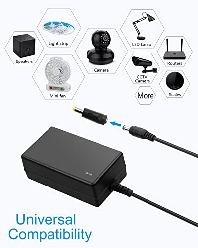 ALITOVE 12V 3A Power Supply DC 12 Volt AC Adapter 36W 2.5A 2A 1.5A 1A Replacment Power Cord Converter Transformer 4.92Ft with 10 Tips for LED Strip Light CCTV Security Camera Router PC Monitor - Image 3