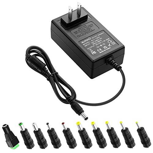 ALITOVE 12V 3A Power Supply DC 12 Volt AC Adapter 36W 2.5A 2A 1.5A 1A Replacment Power Cord Converter Transformer 4.92Ft with 10 Tips for LED Strip Light CCTV Security Camera Router PC Monitor - Image 1