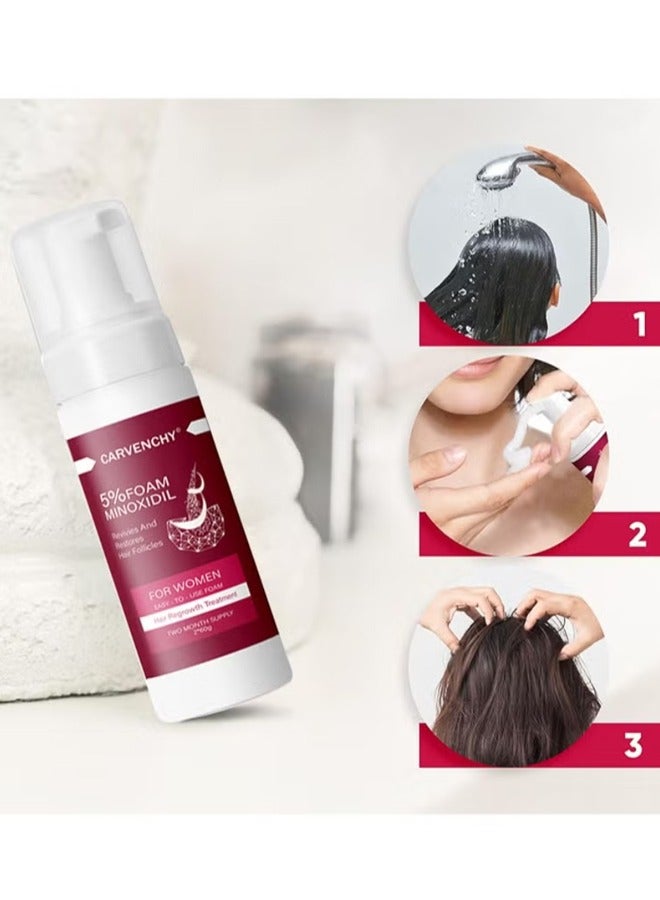 5% Minoxidil Foam for Hair Thinning and Hair Loss, Revivies And Restores Hair Follicles,Hair Growth Treatment for Women's Thicker and Fuller Hair,Easy-to-use Foam 2 Pack of 60g