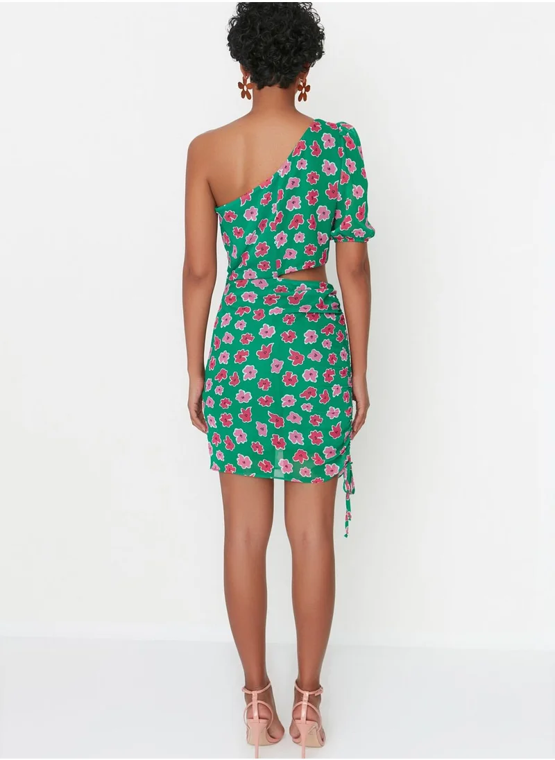 trendyol One Shoulder Floral Print Dress