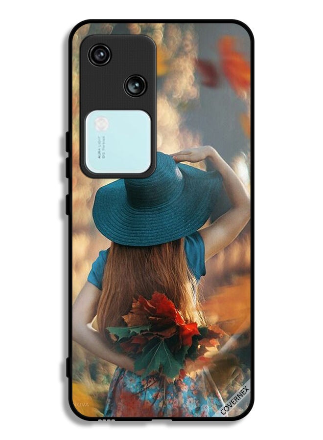 Covernex غطاء حماية Vivo V30 5G - فتاة ترتدي قبعة تخفي الحب بين الأوراق - Image 1