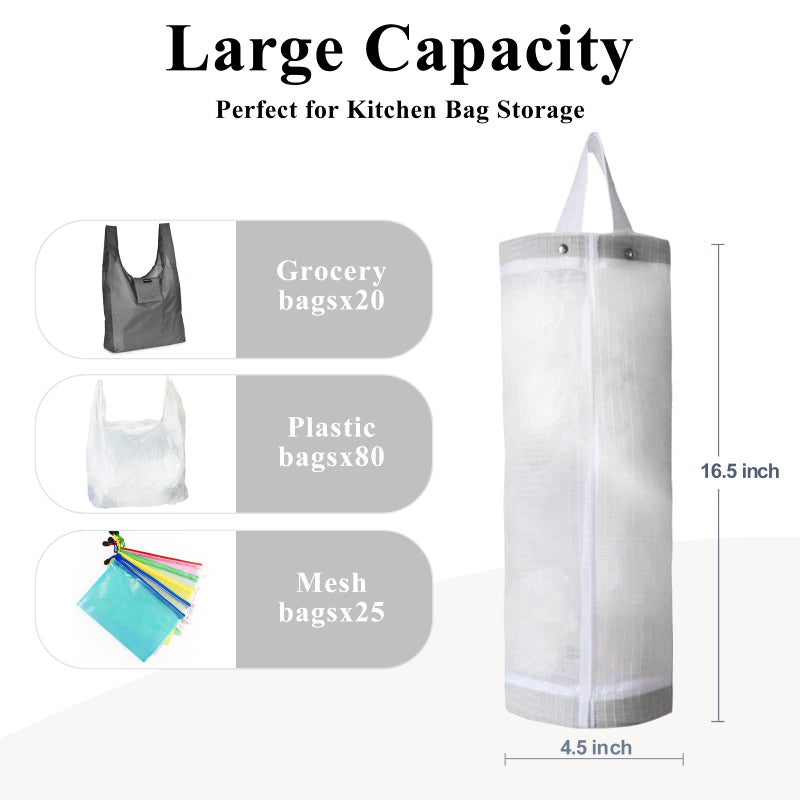 TOGETRUE Plastic Bag Holder, Mesh Grocery Bag Holder Hanging Storage Bag Dispenser (White 2 Packs) - Image 5