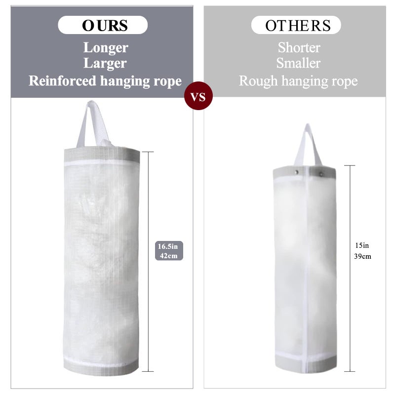 TOGETRUE Plastic Bag Holder, Mesh Grocery Bag Holder Hanging Storage Bag Dispenser (White 2 Packs) - Image 2