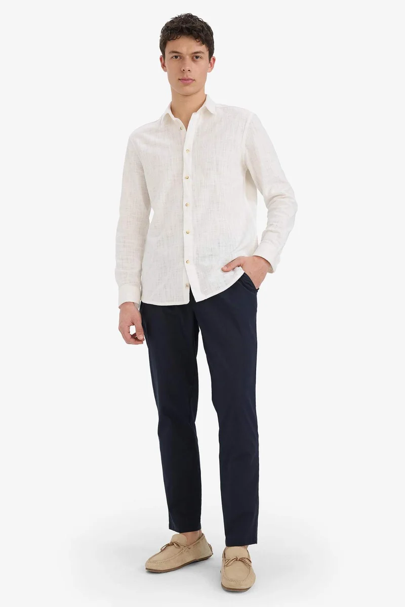 Defacto  Cotton Elastic Waist Slim Leg Trousers for Men | Best Price UAE