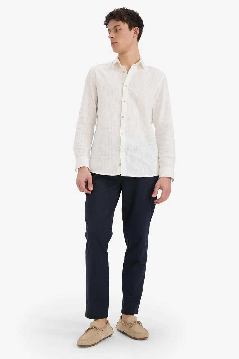 Defacto  Cotton Elastic Waist Slim Leg Trousers for Men | Best Price UAE
