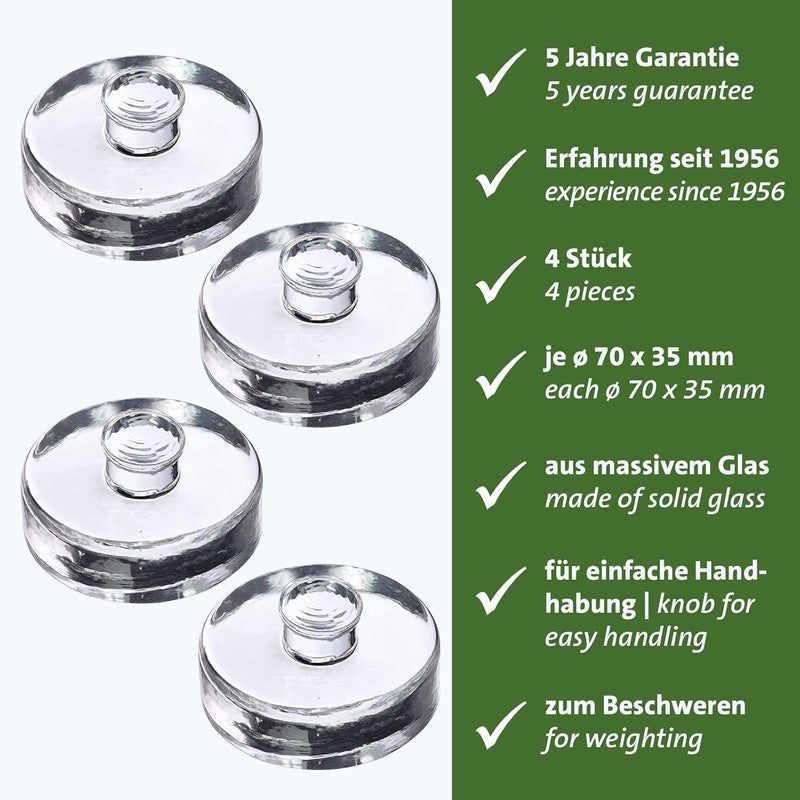 Westmark Fermentation Weights - Fermentation Set of 4 Fermentation Weights for Fermentation, Glass Weights in Two Sizes, Accessories for Fermentation - Glass, Diameter 7 cm, Pack of 4 - Image 2