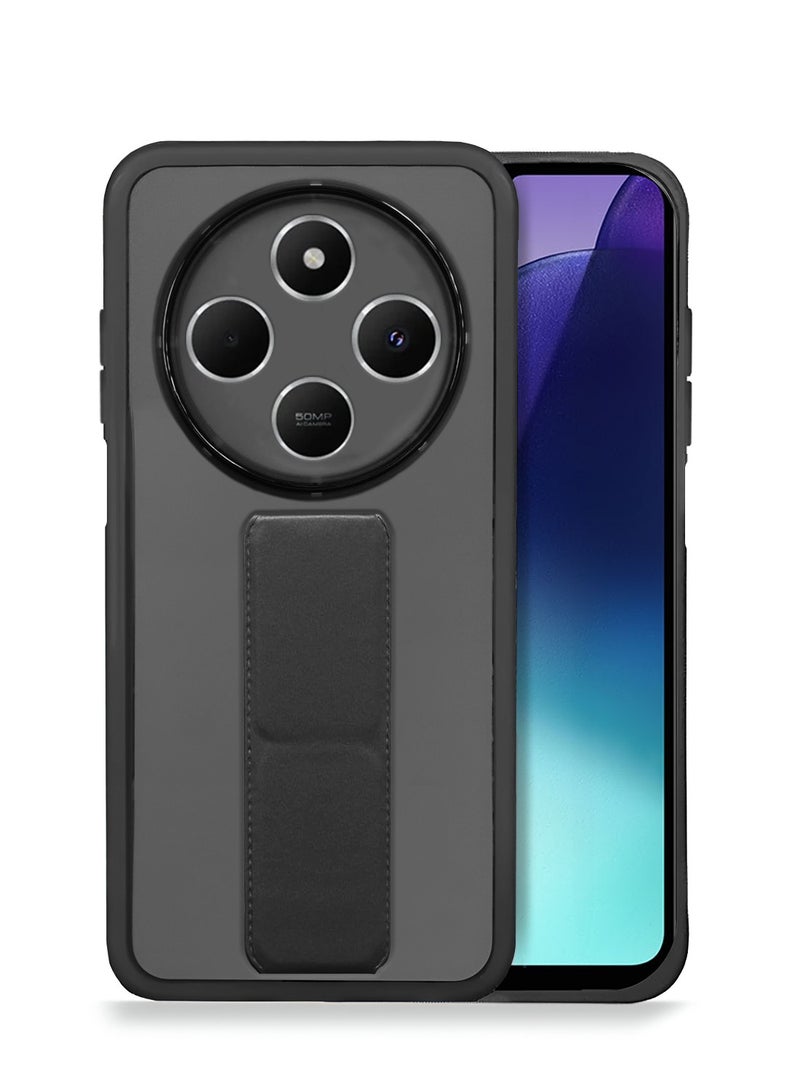 Wtech Xiaomi Redmi 14C 4G 2024 Luxury Shockproof Matte Translucent Grip Magnetic Holder Armor Phone Case Cover - Black - Image 1