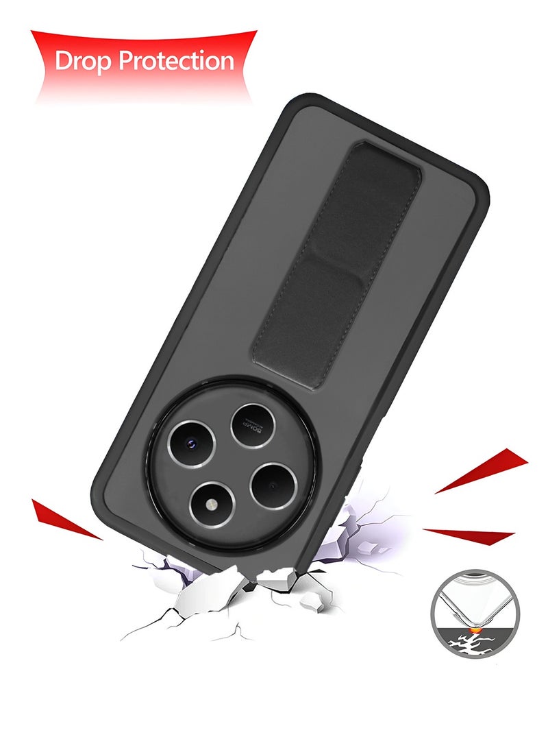 Wtech Xiaomi Redmi 14C 4G 2024 Luxury Shockproof Matte Translucent Grip Magnetic Holder Armor Phone Case Cover - Black - Image 3