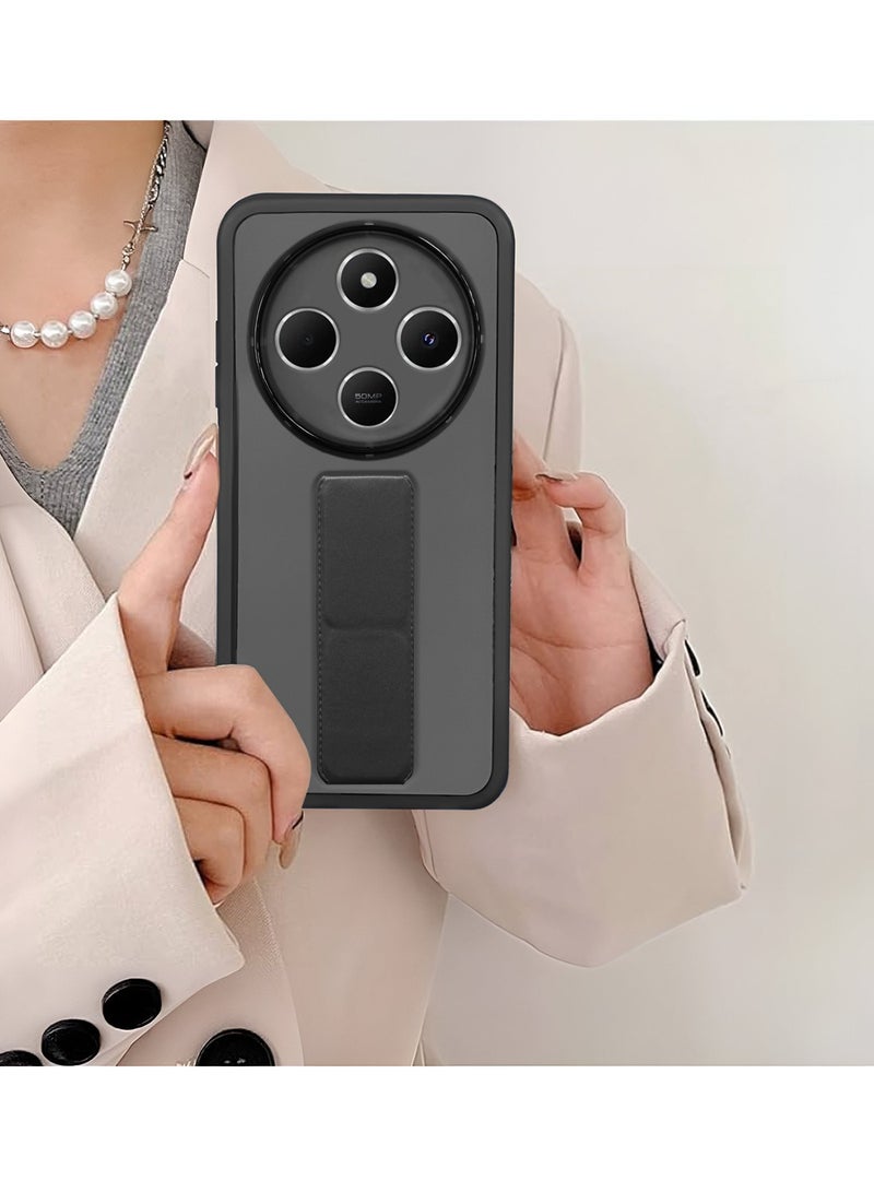 Wtech Xiaomi Redmi 14C 4G 2024 Luxury Shockproof Matte Translucent Grip Magnetic Holder Armor Phone Case Cover - Black - Image 4