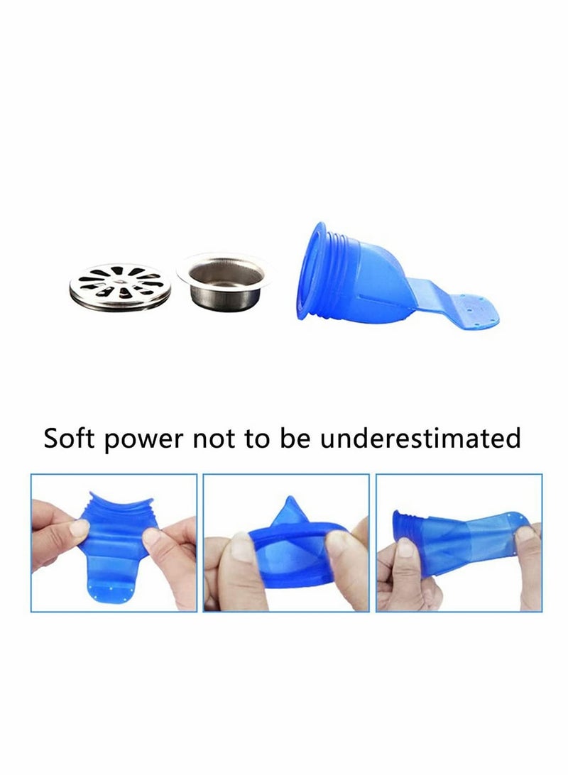 Excefore Drain Backflow Preventer, 2 Pcs Floor Drain Strainer Mesh Drain Cover, Round Lid Silicone Core Toilet Anti-odor Taste Inner Core Sealing Ring（Silicone & Stainless Steel) - Image 3