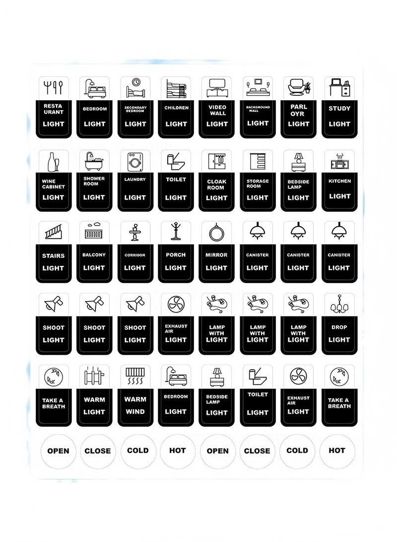 Beauenty Household appliances logo stickers Touch switch English icon stickers Text label button wall stickers - Image 1