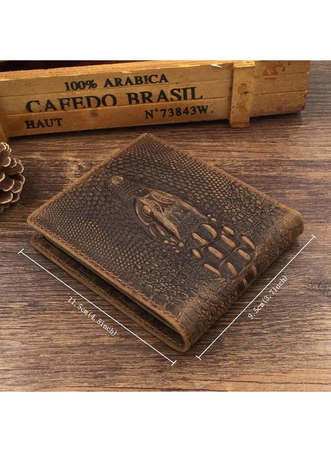 HRS Genuine Leather Wallets for Men, Crocodiile, Slim, Vintage - Image 2