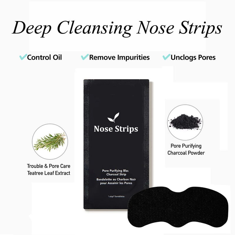 Generic 5Pcs Black Blackhead Remover Pore Strips Black Head Remover for Face Charcoal Nose Strips for Blackheads Instant Pore Cleaner for Nose Area Face Oil Blackheads with Face Ice Roller  - Image 2