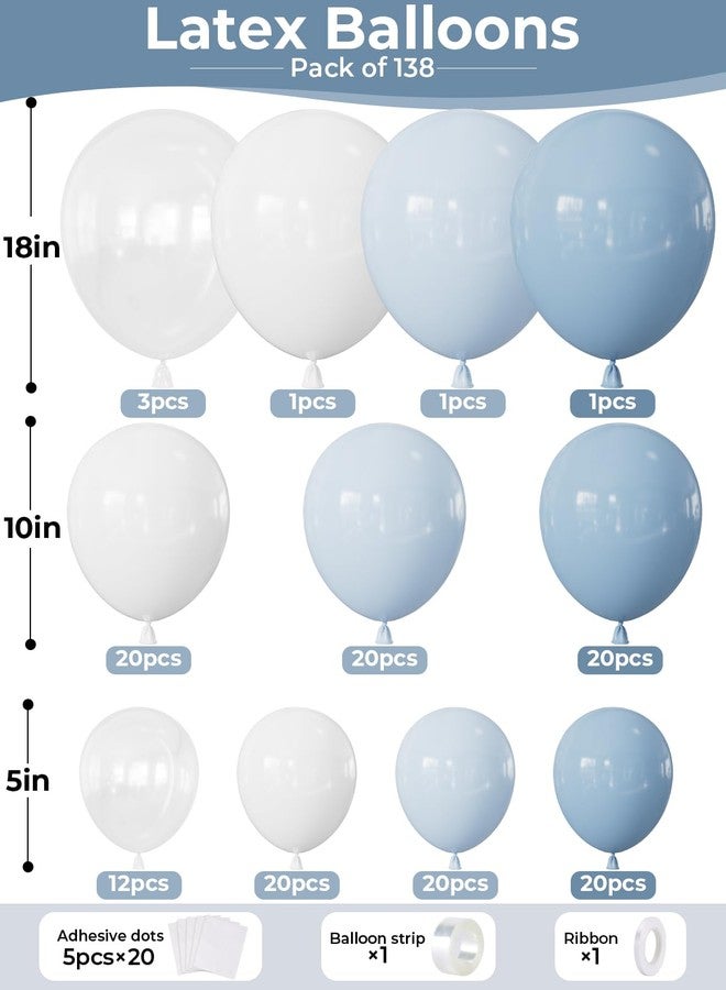 Haolongfa Dusty Blue Balloon Arch Kit, 138PCS Blue and White Balloon Garland Arch Kit with Light Blue, White and Clear Balloons for Baby Shower, Bridal Shower, Wedding, Gender Reveal Party Decorations - Image 2