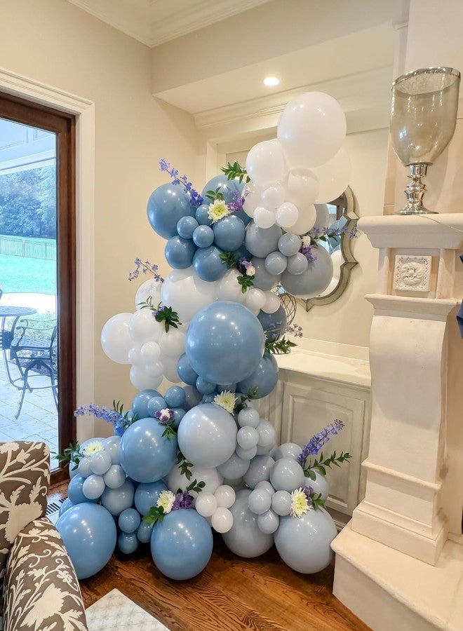 Haolongfa Dusty Blue Balloon Arch Kit, 138PCS Blue and White Balloon Garland Arch Kit with Light Blue, White and Clear Balloons for Baby Shower, Bridal Shower, Wedding, Gender Reveal Party Decorations - Image 3