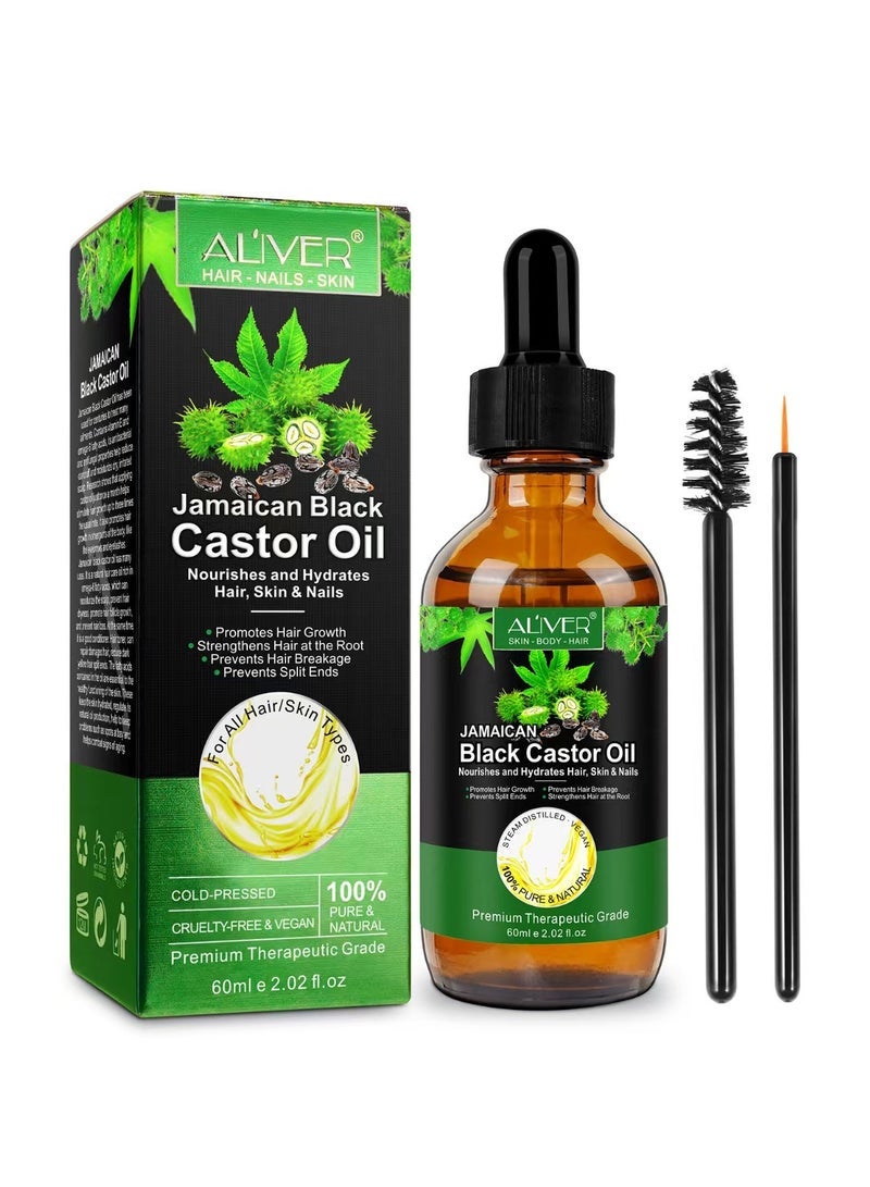 ALIVER Multipurpose Jamaican Black Castor Oil for Hair Growth,Skin Care,Nails &Cuticles,Nourish the Scalp,Dry Skin Relief, Body Moisturizer,Lash Serum,Castor Oil for the Unisex - Image 1