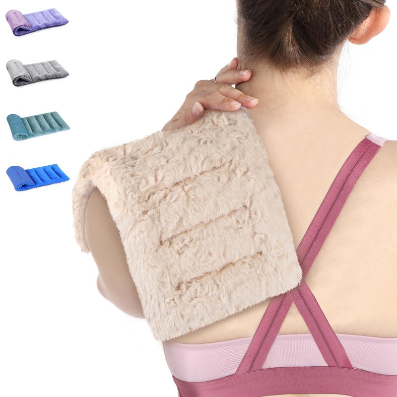 Suzzipad Microwavable Heating Pads For Discomfort Reducing  7X16 Heating Pad Microwavable  Muscle Ache  Soothing Fatigue For Neck And Shoulder  Rice Heating Pad Microwavable  Warm Compress  Beige - Image 1