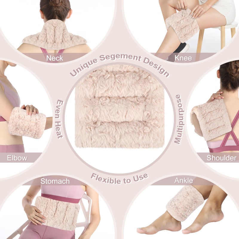 Suzzipad Microwavable Heating Pads For Discomfort Reducing  7X16 Heating Pad Microwavable  Muscle Ache  Soothing Fatigue For Neck And Shoulder  Rice Heating Pad Microwavable  Warm Compress  Beige - Image 5