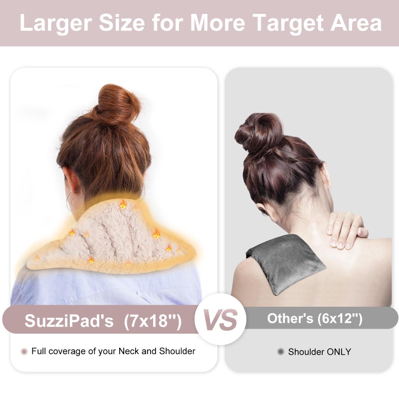 Suzzipad Microwavable Heating Pads For Discomfort Reducing  7X16 Heating Pad Microwavable  Muscle Ache  Soothing Fatigue For Neck And Shoulder  Rice Heating Pad Microwavable  Warm Compress  Beige - Image 4