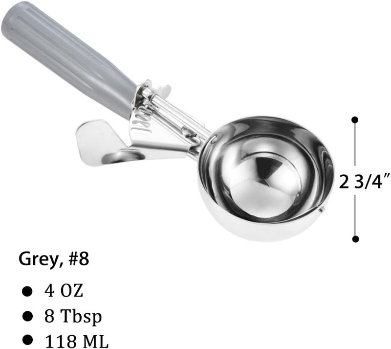 Saebye Portion Scoop - #8 (4 oz) - Disher, Large Cookie Scoop, Food Scoops, Muffin Scoops - Portion Control - 18/8 Stainless Steel, Grey Handle - Image 2
