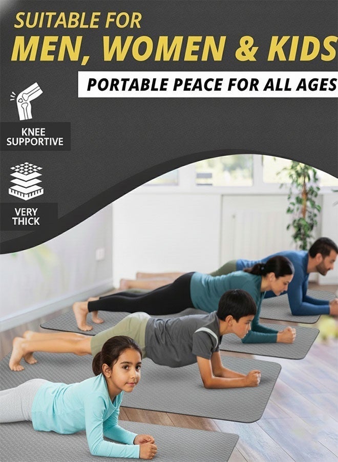 يمي بساط يوغا، بساط تمارين بسمك 8 مم مصنوع من مادة TPE صديقة للبيئة لتوفير توسيد ودعم فائقين للمفاصل، تصميم مزدوج الجوانب مانع للانزلاق لتحقيق الثبات والمتانة، مثالي لليوغا والبيلاتس والتمارين المنزلية (رمادي) - Image 4