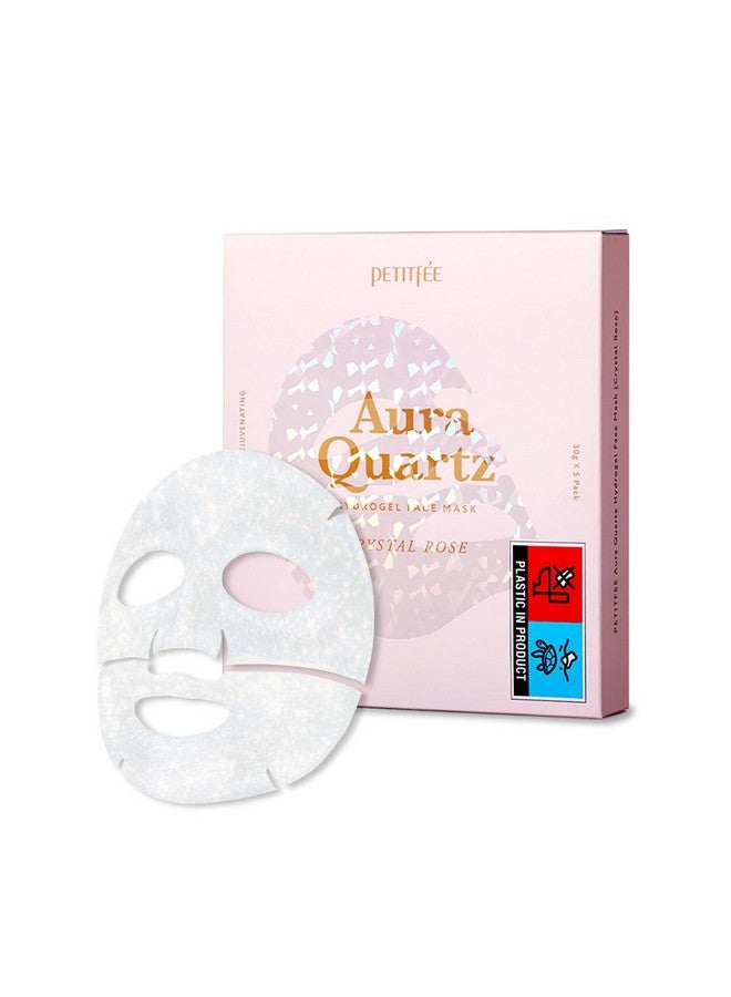 Petitfee Aura Quartz Hydrogel Face Mask Crystal Rose 30G*5Ea Rose Facial Mask For Radiant Skin With Pearl Protein Collagen Hyaluronic Acid Brighten & Supple Face Hydrating Soothing Skin - Image 1