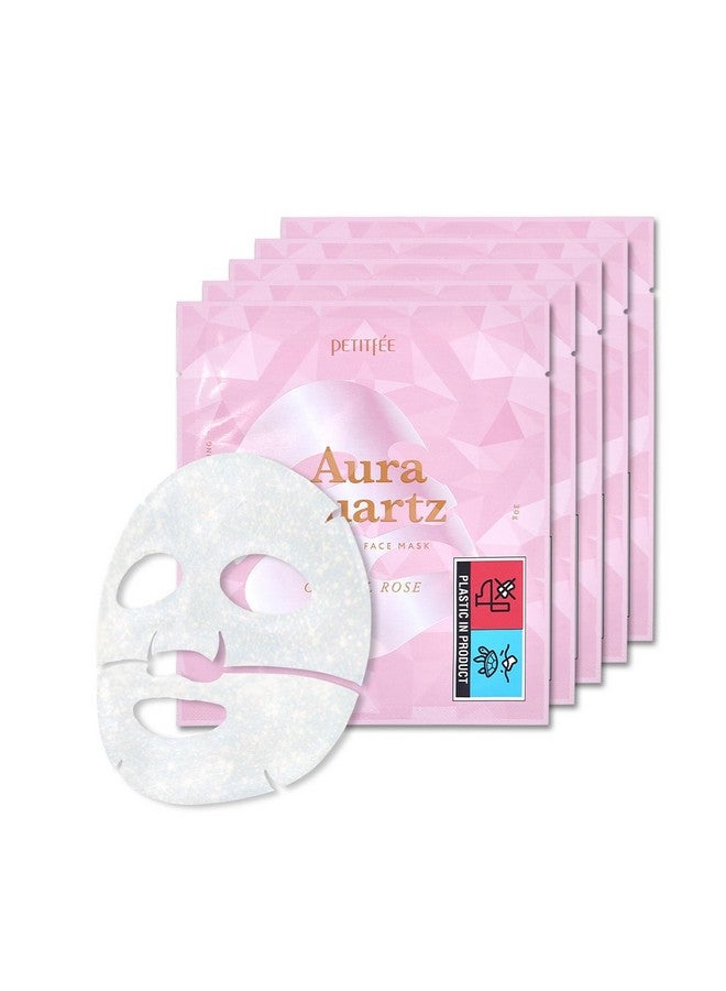 Petitfee Aura Quartz Hydrogel Face Mask Crystal Rose 30G*5Ea Rose Facial Mask For Radiant Skin With Pearl Protein Collagen Hyaluronic Acid Brighten & Supple Face Hydrating Soothing Skin - Image 2