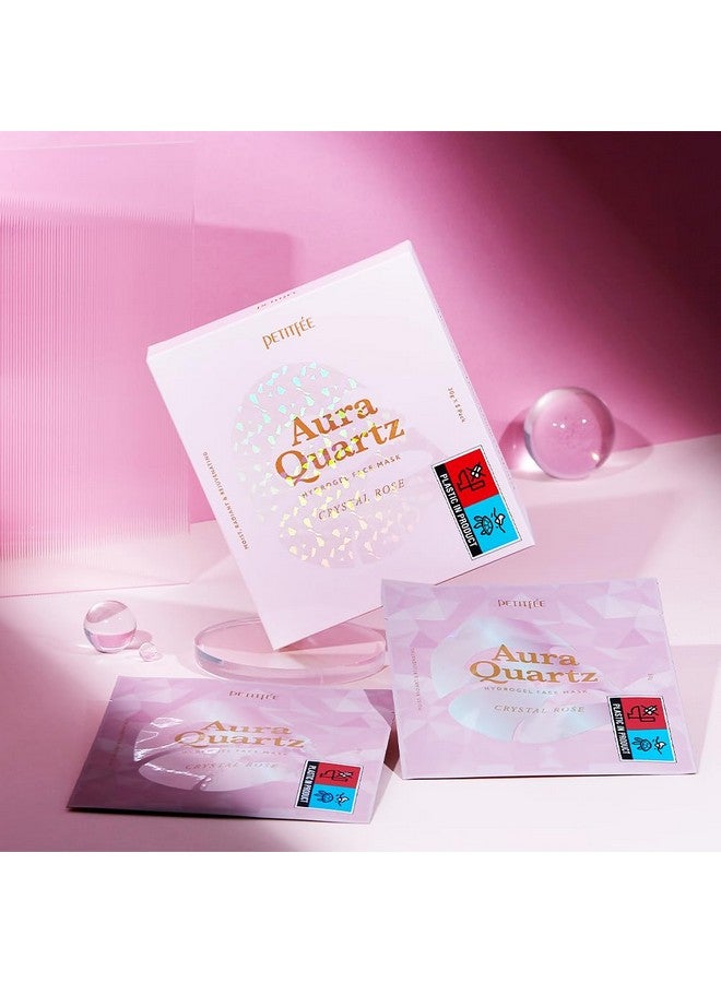 Petitfee Aura Quartz Hydrogel Face Mask Crystal Rose 30G*5Ea Rose Facial Mask For Radiant Skin With Pearl Protein Collagen Hyaluronic Acid Brighten & Supple Face Hydrating Soothing Skin - Image 3