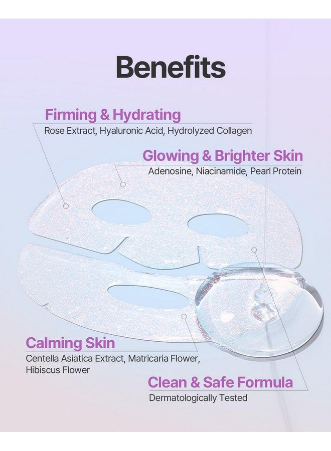 Petitfee Aura Quartz Hydrogel Face Mask Crystal Rose 30G*5Ea Rose Facial Mask For Radiant Skin With Pearl Protein Collagen Hyaluronic Acid Brighten & Supple Face Hydrating Soothing Skin - Image 5