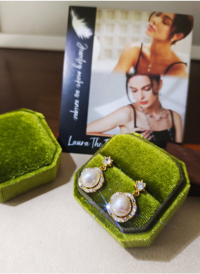 LauraTheBeauty - Freshwater Pearl S925 Silver Plated K Gold Stud Earrings - Image 1
