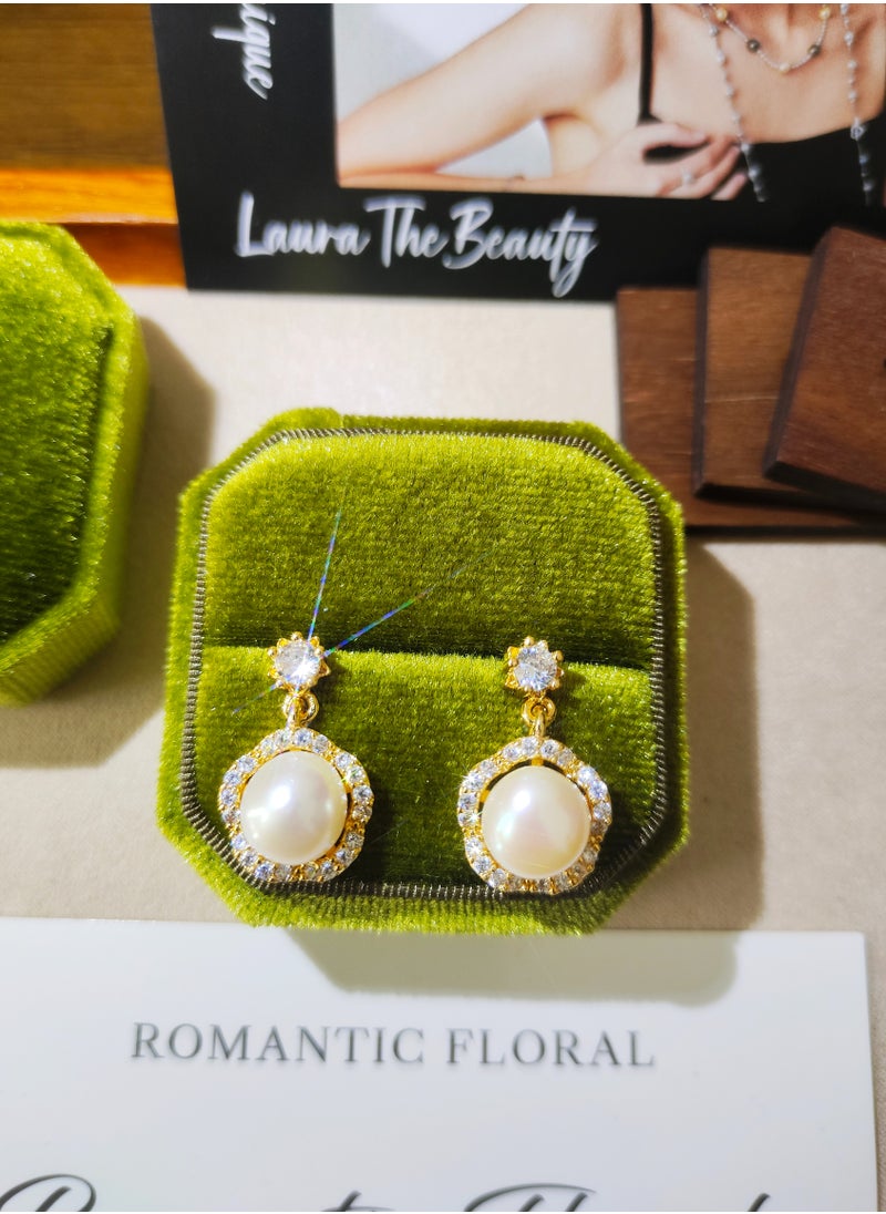 LauraTheBeauty - Freshwater Pearl S925 Silver Plated K Gold Stud Earrings - Image 1