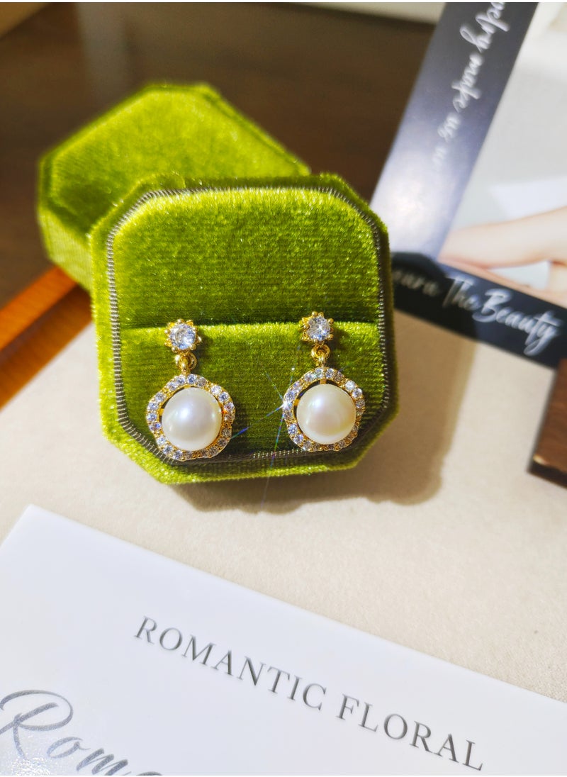 LauraTheBeauty - Freshwater Pearl S925 Silver Plated K Gold Stud Earrings - Image 1