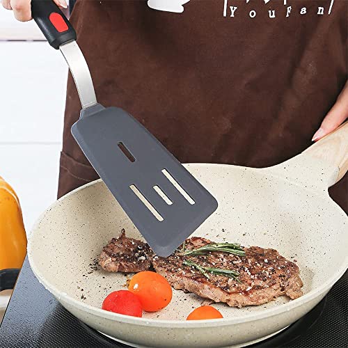 TASKHOUSE Silicone Slotted Turner Spatula for Non Stick Rubber Cookware Fish Turner Steel Heat Resistant (Pack of 1) - Image 5