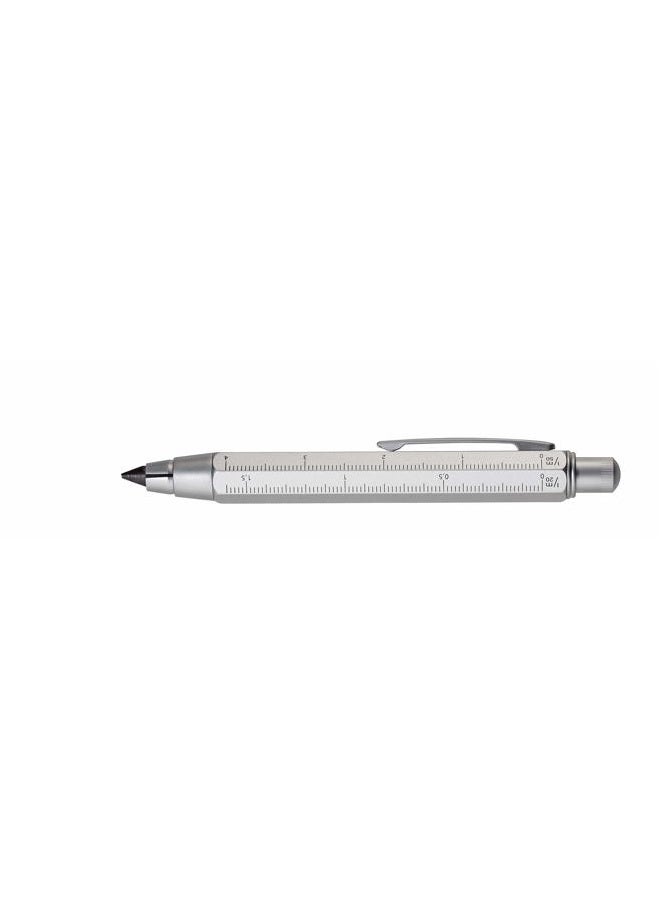 Troika ترويكه زيمرمان 5,6 – PEN56/SI – قلم نجار – قلم قابل للتشبيك (رصاص 5.6 مم HB) – مسطرة سنتيمتر/بوصة – مقياس 1:20 م/1:50 م – نحاس – فضي - Image 2