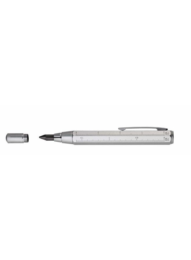 Troika ترويكه زيمرمان 5,6 – PEN56/SI – قلم نجار – قلم قابل للتشبيك (رصاص 5.6 مم HB) – مسطرة سنتيمتر/بوصة – مقياس 1:20 م/1:50 م – نحاس – فضي - Image 3